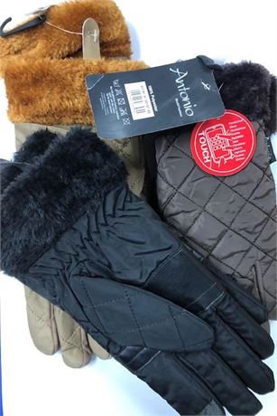 Lot of 36 Ladies Quilted Faux fur Cuff Winter Gloves Ad Touch gloves