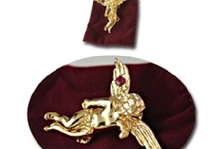 100-- Angel Pin with Genuine Ruby with Velvet Gift Pouch