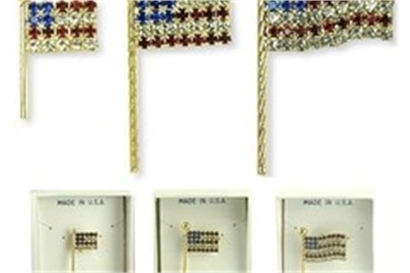 100 Swarovski Rhinestone Flag Pins