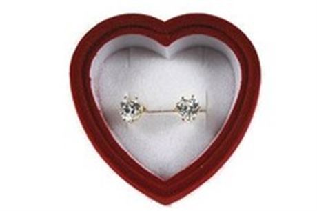 50-- 3 carat ttl weight Heart CZ Earrings in Velvet Box- $2.50 ea