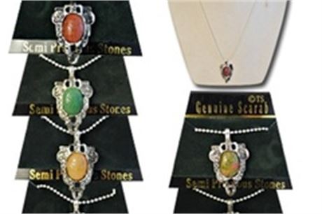 60- Genuine Stone Scarab Necklaces-- $2.50 pcs!