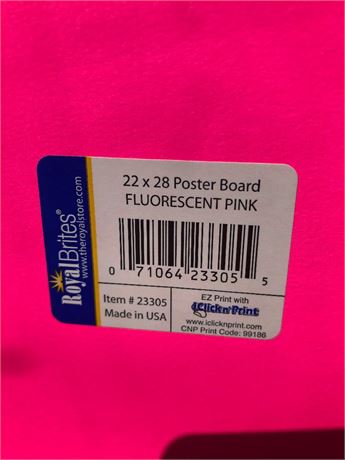 Lot of 100 Neon Pink Florescent Oak Tag poster Board Paper 22' x 28"