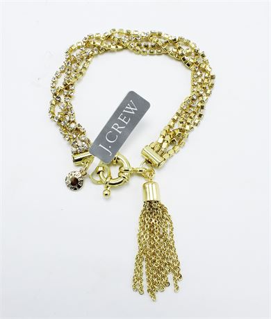 One Dozen J.CREW Gold Rhinestone Tassel Bracelets New with $75 Tags #21251-12