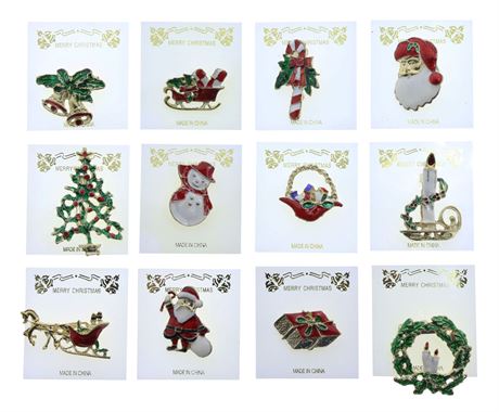 1200 Pieces Assorted Christmas Themed Metal Pins