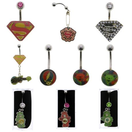 1800 Pieces Assorted Grateful Dead & Care Bears Belly Rings For Women & Girls