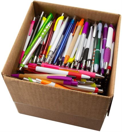 Bulk Lot of 1,000 Pens - Assorted Quality Blank Plastic Retractable Pens