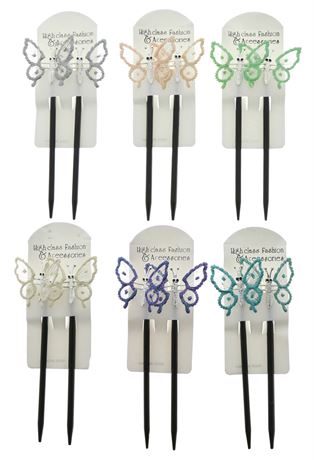 Butterfly w/ Moving Wings Hair Stick Hair Pin Sets 1,080 Sets Of 2