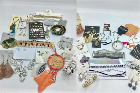 Overstock Jewelry Lot 50 pieces retail over $500.00