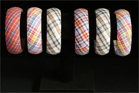 Plaid Pattern Flannel Wrapped Bangle Bracelets 600 Units