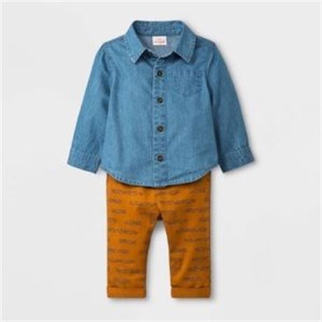 108 Piece Boys 2 Piece Long Sleeve Denim Top and Twill Pants New With Tags