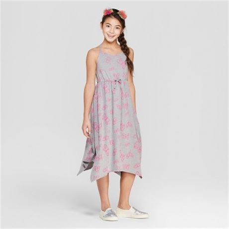 200 Piece Girls' Cat & Jack Gray Butterfly Print Knit Maxi Dress