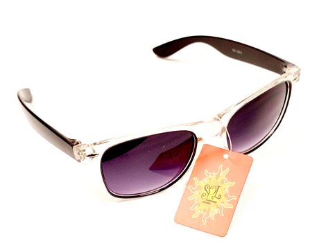Unisex Sol Summer Shade Clear Frame Sunglasses With Purple Lenses