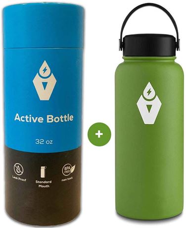 MySport 32 Oz Insulated Water Bottle Stainless Steel, Vacuum Wide Mouth