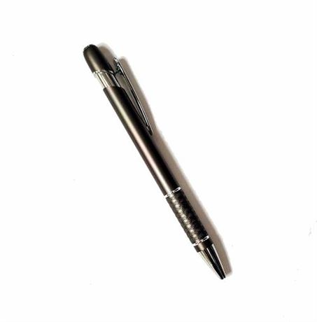 Heavy Duty Classy Silver Metal Pen W/ Textured Grip – Blue Ink