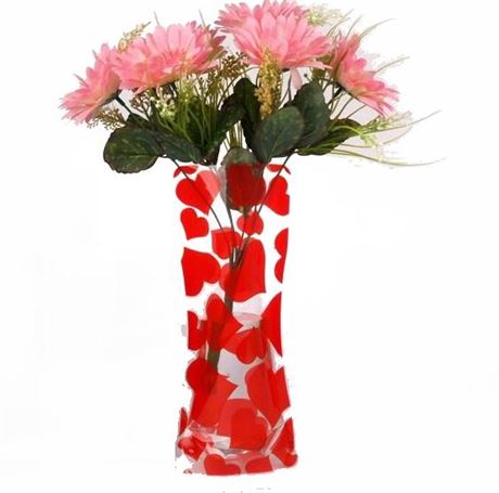 Plastic Folding Reusable Flower Vase – Heart Theme