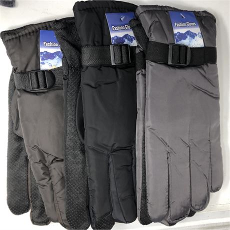 36 Men’s ski gloves with dotted palm wholesale lot