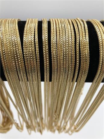 25 Pcs Foxtail Chains 14 kt Gold Plated Made in USA- 18 inch
