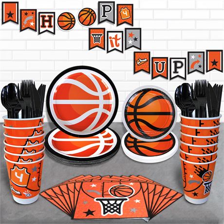 25 Sets Basketball Party Supplies Sets (100Pcs)