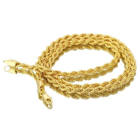 12 Pieces - 14 KT Heavy Gold plated Rope Chain- 24 Inches long