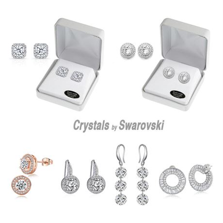 25pr Swarovski Crystal Earrings w Beautiful Gift Box- LOTS STYLES