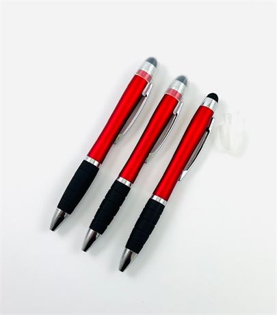 Thick Red Barrel Style Retractable Pens with Stylus- Black Ink – #578